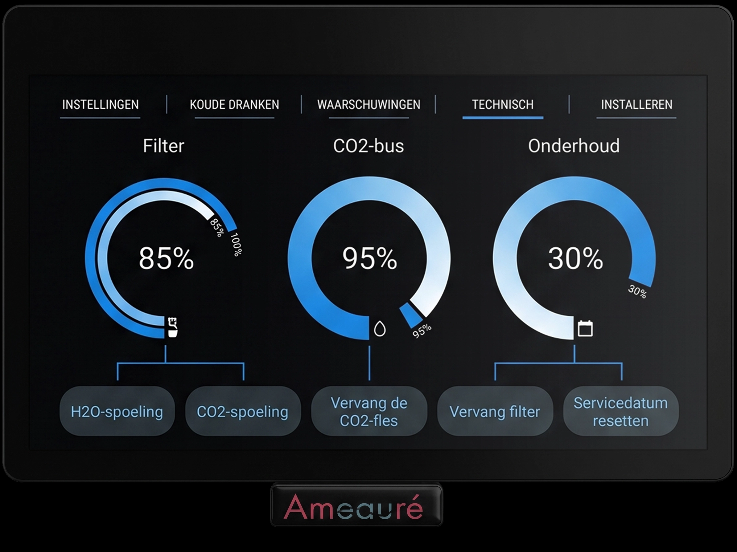 LED display filter en CO2 status